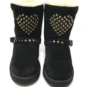 ✨BLACK UGG BOOTS WITH BRASS HEART & ACCENTS